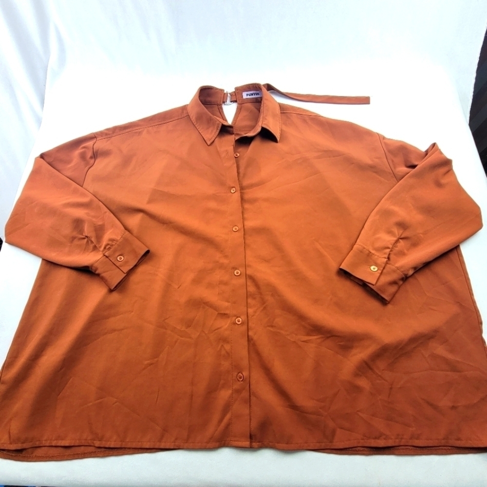 NWOT Punyus Japanese Streetwear‎ extreme oversized burnt orange button down top